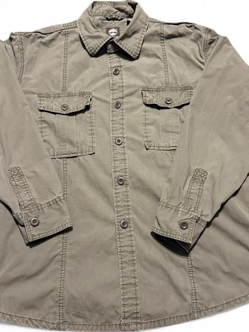 Timberland Olive Green Military-Style Button Front Jacket